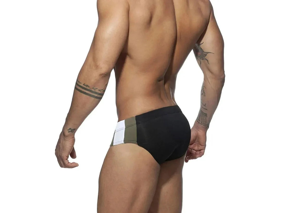 Gay Swim Briefs | Athletic Stripe Sport Swim Briefs