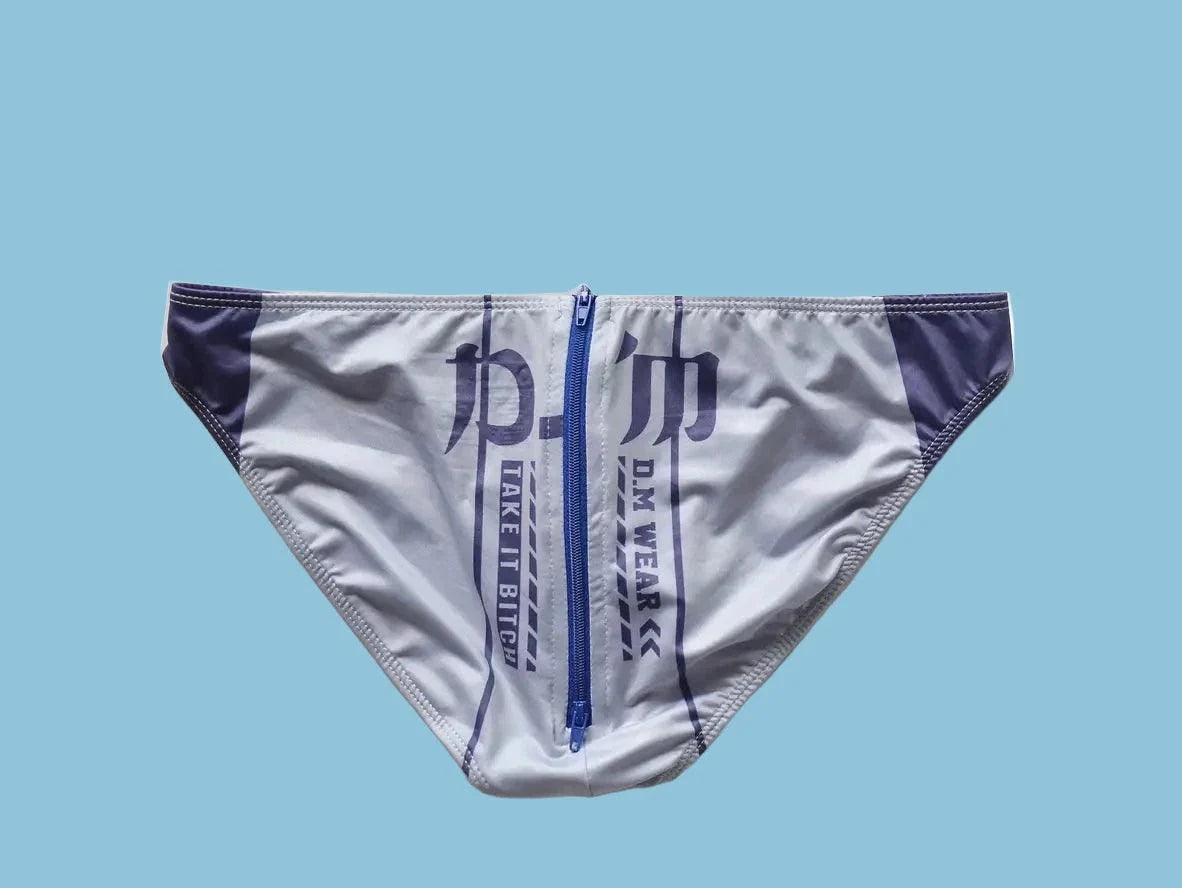 Gay Swim Briefs | D.M Back Zipper Easy Access Swim Briefs