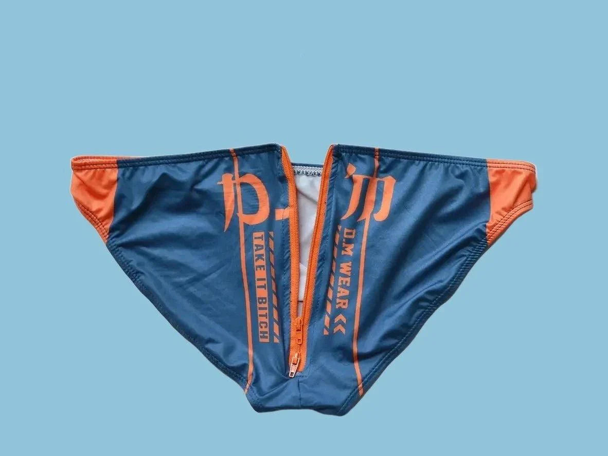 Gay Swim Briefs | D.M Back Zipper Easy Access Swim Briefs