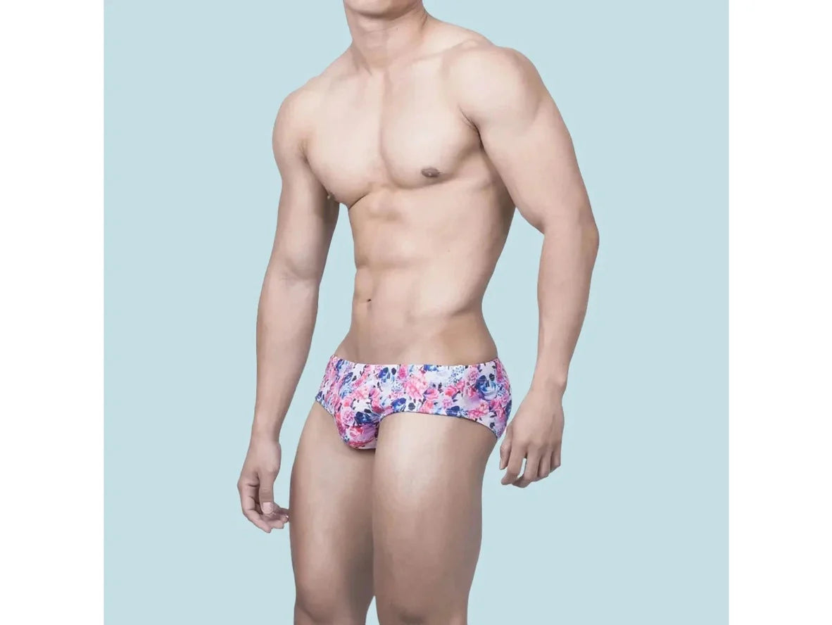 Gay Swim Briefs | Hot Pink Skeleton Print Pushup Pad Swim Briefs