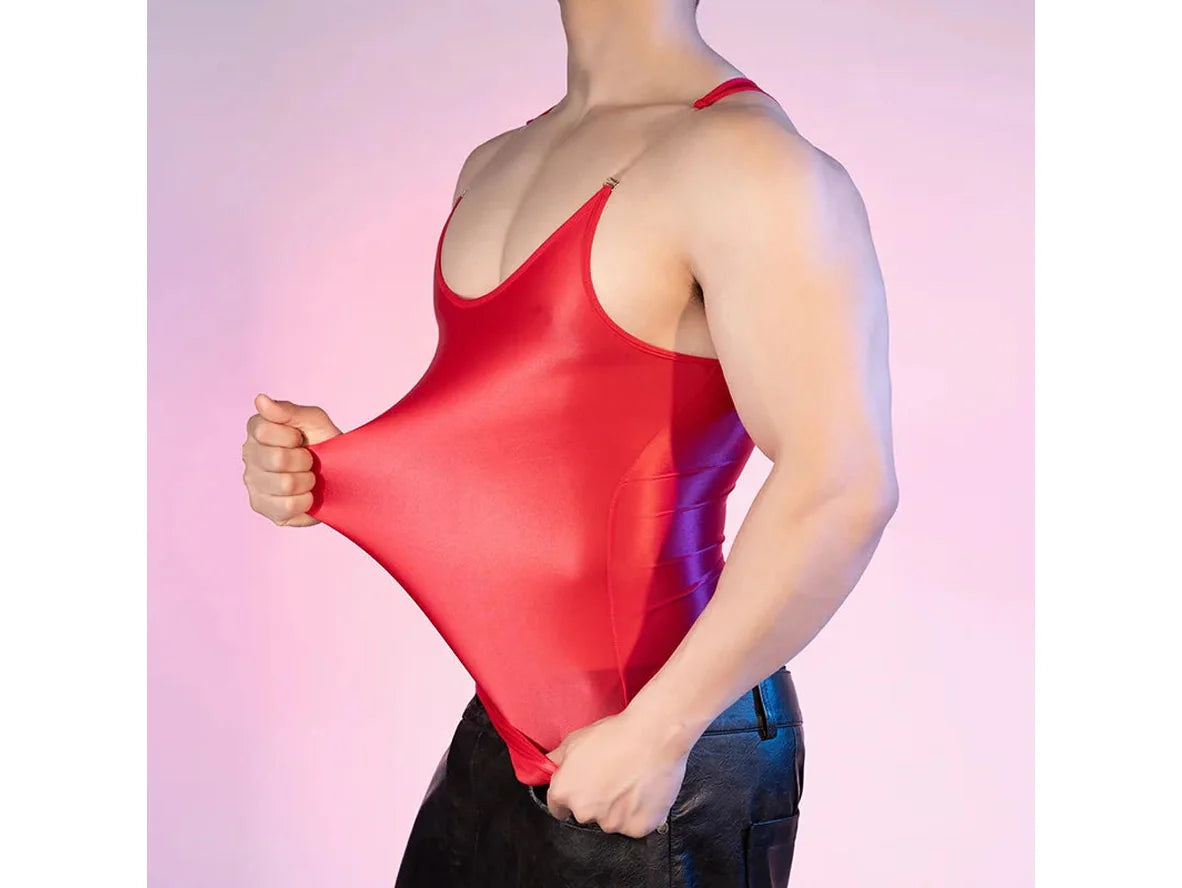Gay Tank Tops | Shiny High Elasticity Clubwear Gym Tank Tops