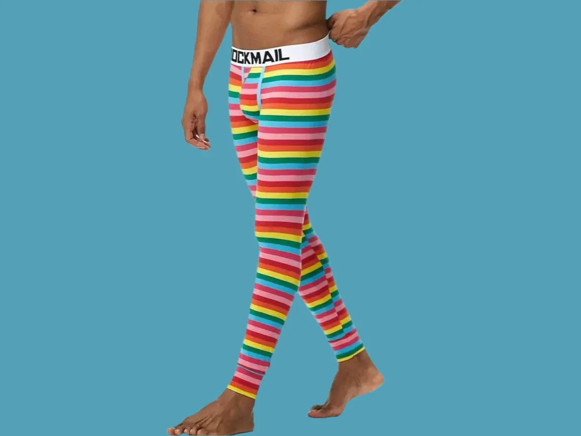 Gay Thermal Underwear | JOCKMAIL Rainbow Striped Long Johns