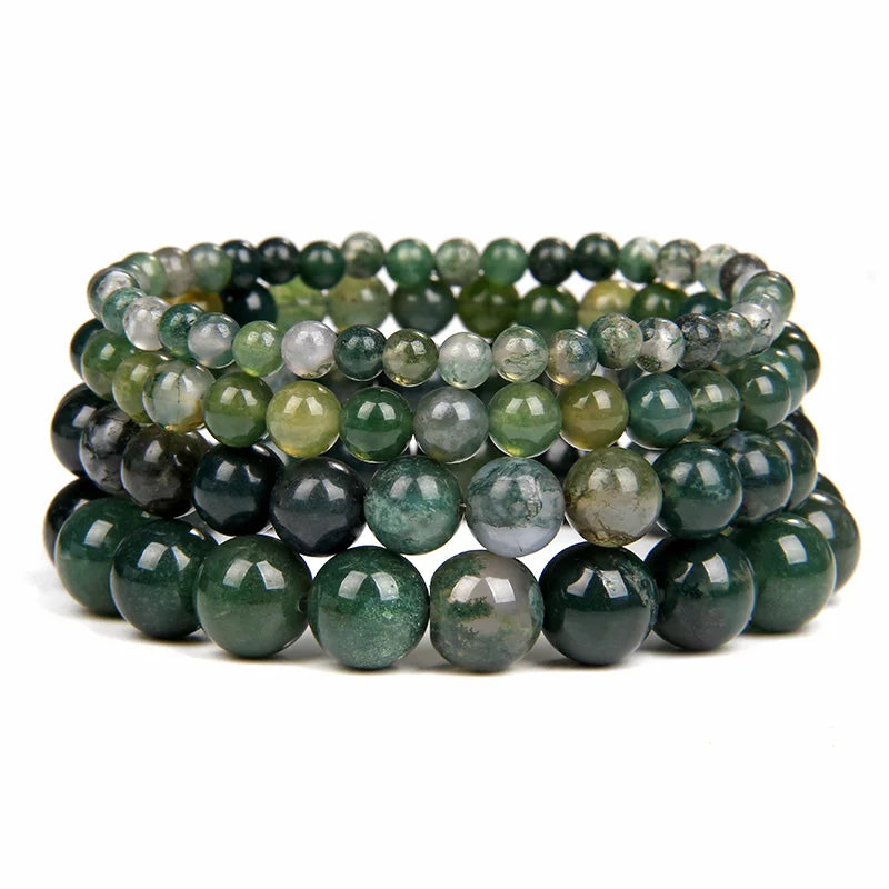 4 6 8 10 MM Indian Agate Beads Bracelet Natural Stone Stretch Bracelets