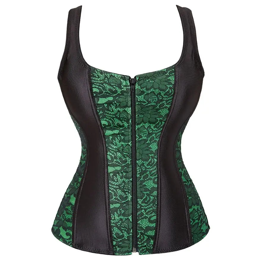 Steampunk Straps Overbust Corset With Cup Zipper Sexy Jacquard Floral Corset Waist Cincher Bustier Lingerie Top Plus Size