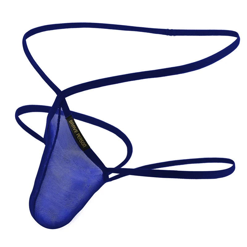 BRAVE PERSON Sexy Transparent Men's Briefs Thongs Jockstrap Penis Pouch Mesh Breathable Underwear Men Low-waist Gay G-string