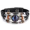 Charm Jewelry 12 Zodiac Weave Bracelets for Women Vintage Multi-layer Stainless Steel 12 Constellations Leather Bracelet
