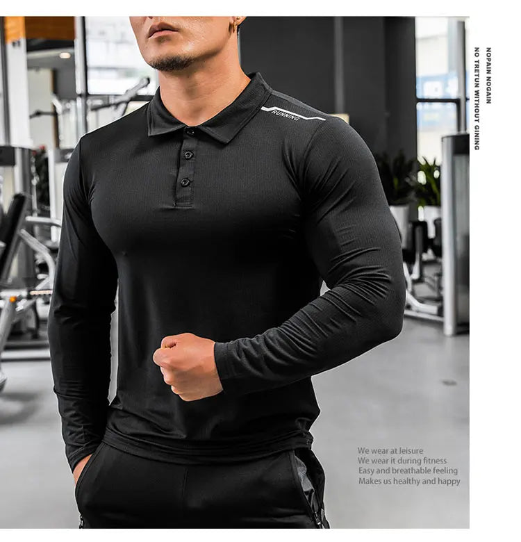 Mens Gym Compression Shirt Male Rashgard Fitness Long Sleeves Running Clothes