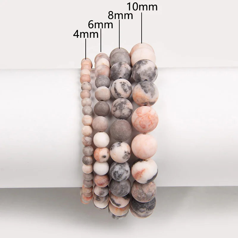 4 6 8 10 MM Indian Agate Beads Bracelet Natural Stone Stretch Bracelets