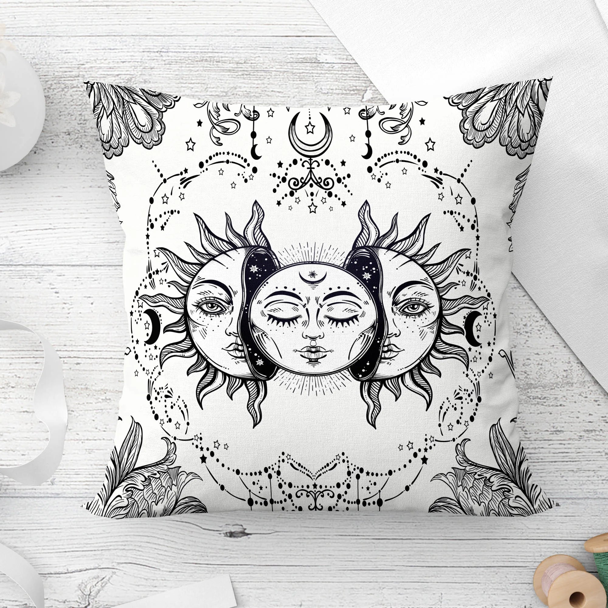 Mandala Decorative Sun and moon Pillow Cushion Covers Pillowcase Cushions for Sofa Polyester Pillowcover cmyk decorative  cover