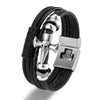 YIZIZAI Fashion Bracelete Genuine Leather Multilayer Anchor Bracelet Men Vintage Punk Rock Women Alloy Beads Nautical Jewelry