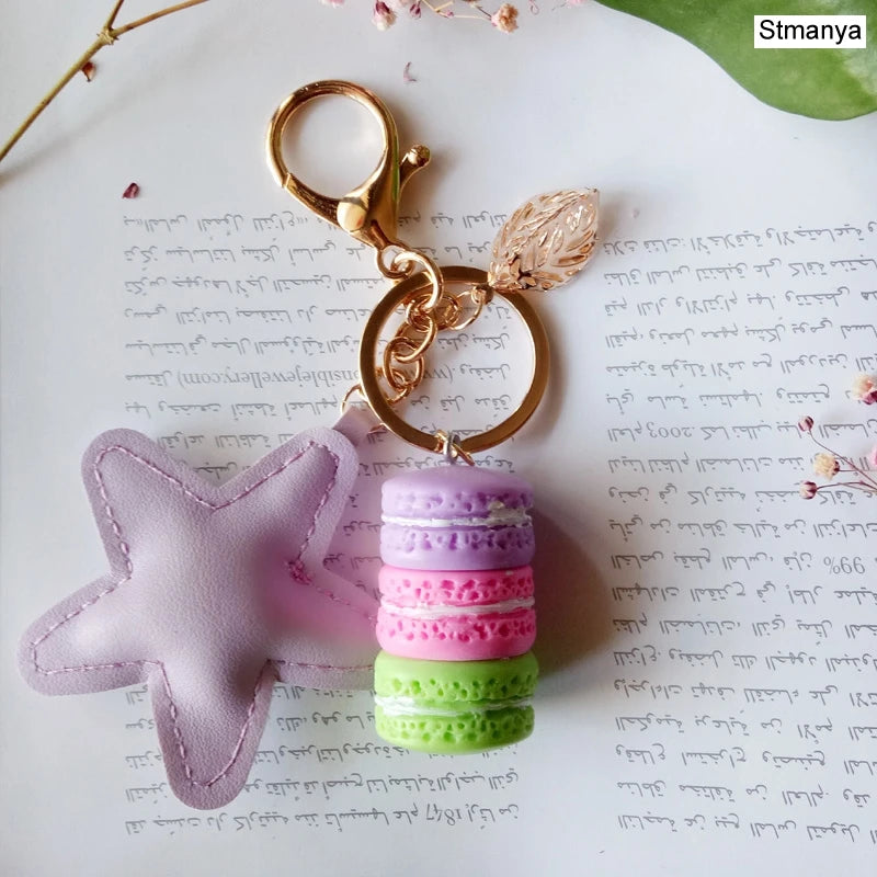 Women Cake Key Chain Fashion Cute French pastries Keychain Bag Charm Car Key Ring Wedding Party gift Jewelry 17278
