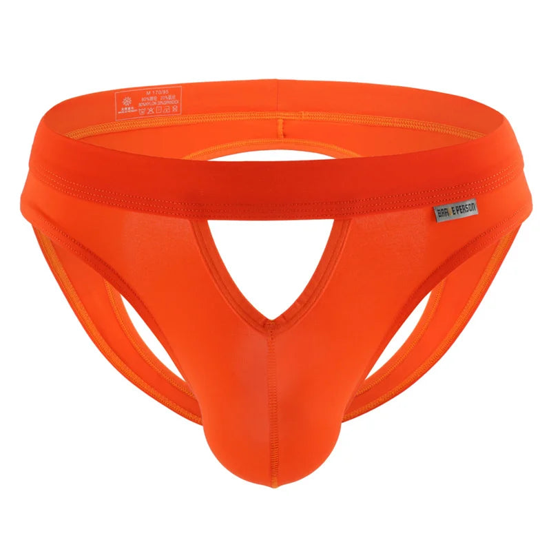BRAVE PERSON Men's Sexy Briefs Jockstrap Gay Underwear Thongs Hollow Out Underpants Men Briefs Open Butt Panties