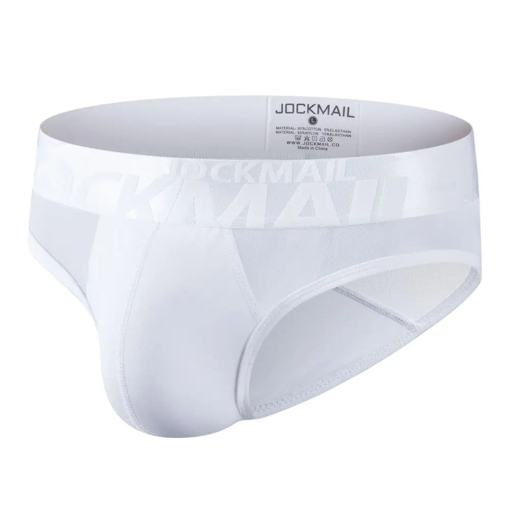 Jockmail Gay Underwear Men Briefs Sexy Transparent Mesh Underpant Rainbow colors , Breathable Shorts calzoncillos hombre slip