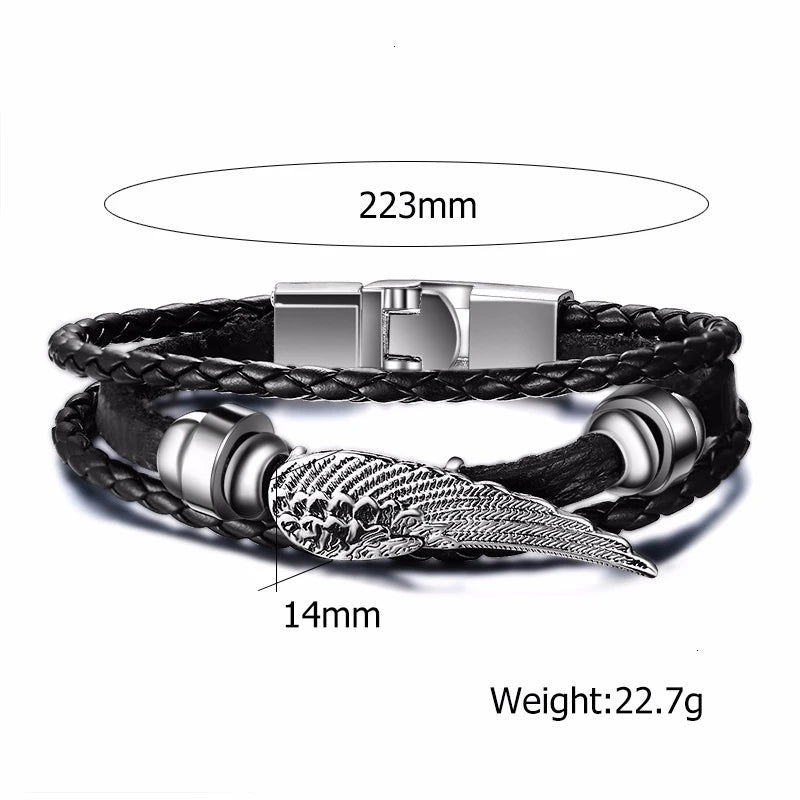 Vnox Mens Vintage Rudder Charm Bracelets Multi-layer Leather Rope Chain Wrist Bangles Jewelry
