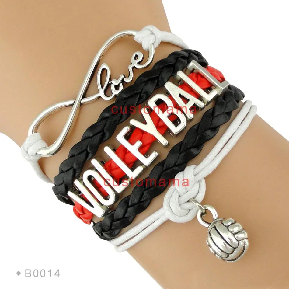 Trendy Infinity Love Volleyball Sports Fans Gift Jewelry Drop Shipping Christmas Gift Men&#39;s Bracelets for Women