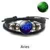 Gemini Leo Libra Scorpio Sagittarius 12 Constellation Luminous Bracelet Leather Bracelet Zodiac Charm Jewelry Bracelet for Men