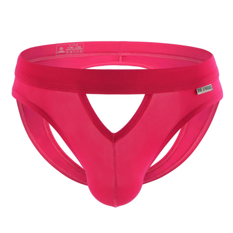 BRAVE PERSON Men's Sexy Briefs Jockstrap Gay Underwear Thongs Hollow Out Underpants Men Briefs Open Butt Panties