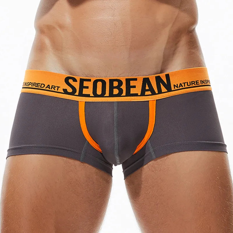 SEOBEAN  Mesh Breathable Men's Boxers Sexy Underwear Boxer Shorts Men Underpants Boxershorts Male Panties Boxer for Man