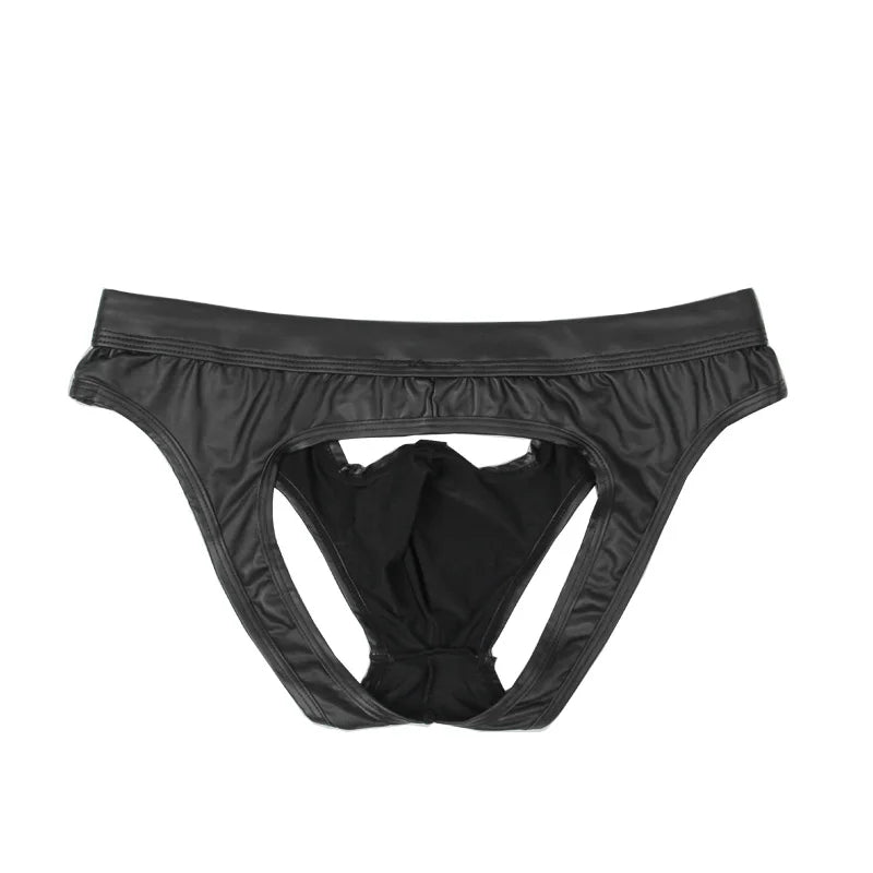 CLEVER-MENMODE Faux Leather Mens Briefs Erotic Underwear