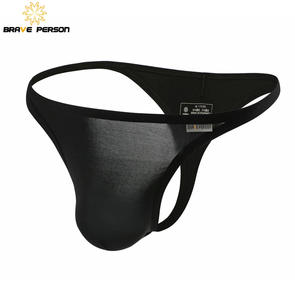 BRAVE PERSON Men's Sexy Underwear Men Briefs Bikini Thongs Thin Breathable Quick Dry Male Panties Low Waist Underpants Thongs