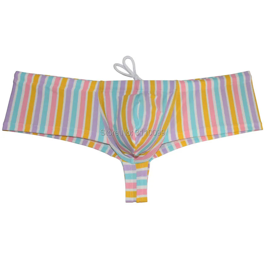 Men's Pouch Heighten Swim Cheeky Boxer Swimwear Brazilain Bikini Trunks