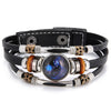 Charm Jewelry 12 Zodiac Weave Bracelets for Women Vintage Multi-layer Stainless Steel 12 Constellations Leather Bracelet