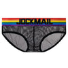 Jockmail Gay Underwear Men Briefs Sexy Transparent Mesh Underpant Rainbow colors , Breathable Shorts calzoncillos hombre slip