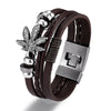 YIZIZAI Fashion Bracelete Genuine Leather Multilayer Anchor Bracelet Men Vintage Punk Rock Women Alloy Beads Nautical Jewelry