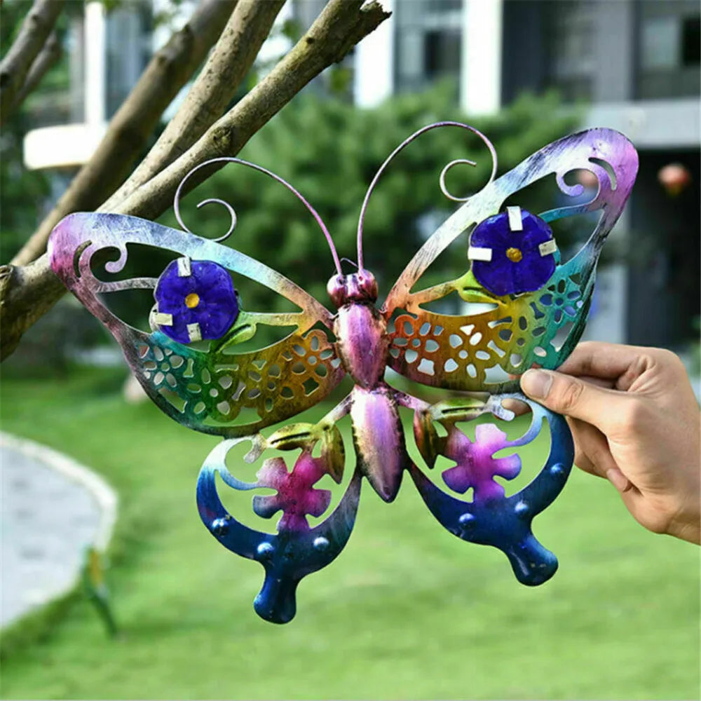1PC Colorful 3D Metal Butterfly/Mermaid Decor Hollow Out Butterfly Garden Large Decorative Wall Art Fence Sculpture Ornament