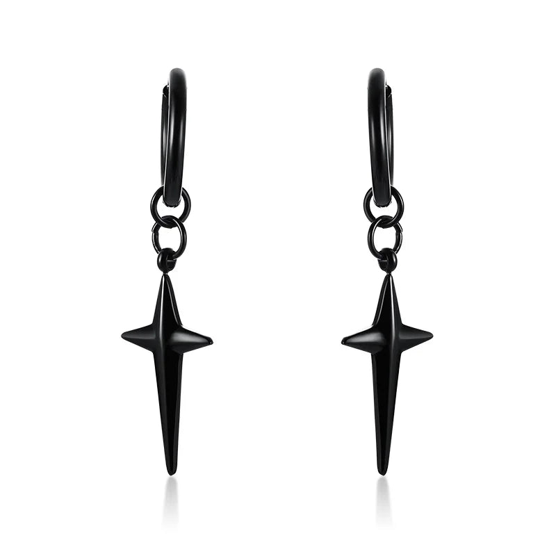SINGLE SILVER COLOR DAGGER EARRING MEN STAINLESS STEEL SWORD HUGGIE HOOPS EARRINGS COOL FASHION ROCK TATTOO MEN JEWELRY
