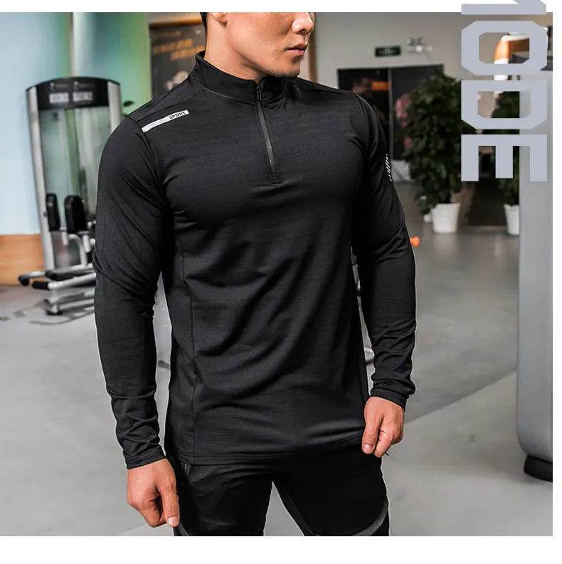 Mens Gym Compression Shirt Male Rashgard Fitness Long Sleeves Running Clothes