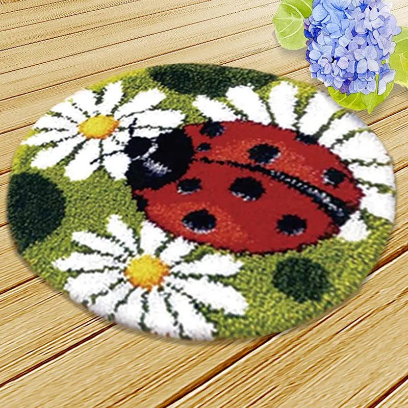 New Decorative Flower Carpet Crocheting Kit DIY Cushion Carpet Flower Latch Hook Rug Kit Needlework Crocheting Embroidery