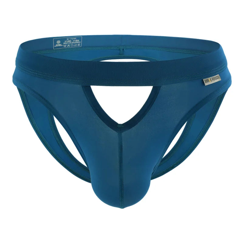 BRAVE PERSON Men's Sexy Briefs Jockstrap Gay Underwear Thongs Hollow Out Underpants Men Briefs Open Butt Panties