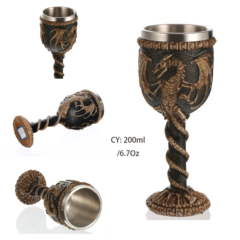 Coolest Gothic Resin Stainless Steel Dragon Goblet