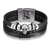 YIZIZAI Fashion Bracelete Genuine Leather Multilayer Anchor Bracelet Men Vintage Punk Rock Women Alloy Beads Nautical Jewelry