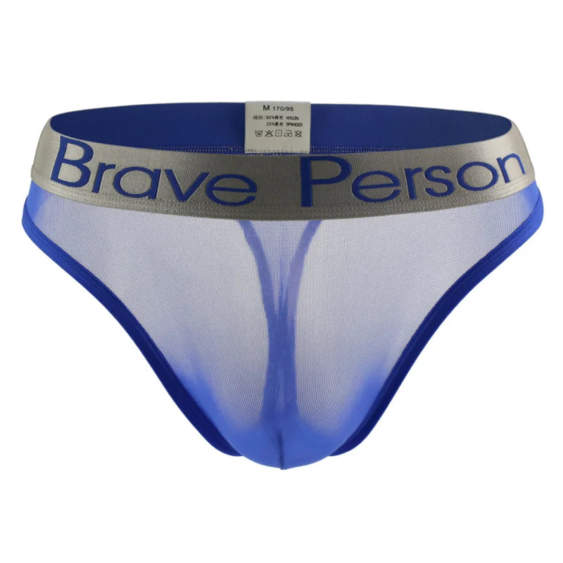 BRAVE PERSON Sexy Men's Briefs Transparent Low-waist Briefs Mesh Gauze Breathable Underwear Briefs Panties For Man
