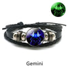 Gemini Leo Libra Scorpio Sagittarius 12 Constellation Luminous Bracelet Leather Bracelet Zodiac Charm Jewelry Bracelet for Men