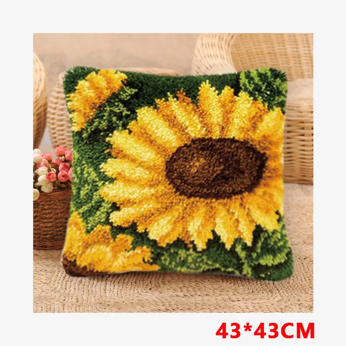 Flower Latch Hook Kit Cute Knooppakket Kussen Knopen Pillow Button Smyrna Knooppakket Needlework Button Packagek Linkhaak Kussen