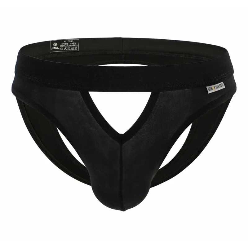 BRAVE PERSON Men's Sexy Briefs Jockstrap Gay Underwear Thongs Hollow Out Underpants Men Briefs Open Butt Panties