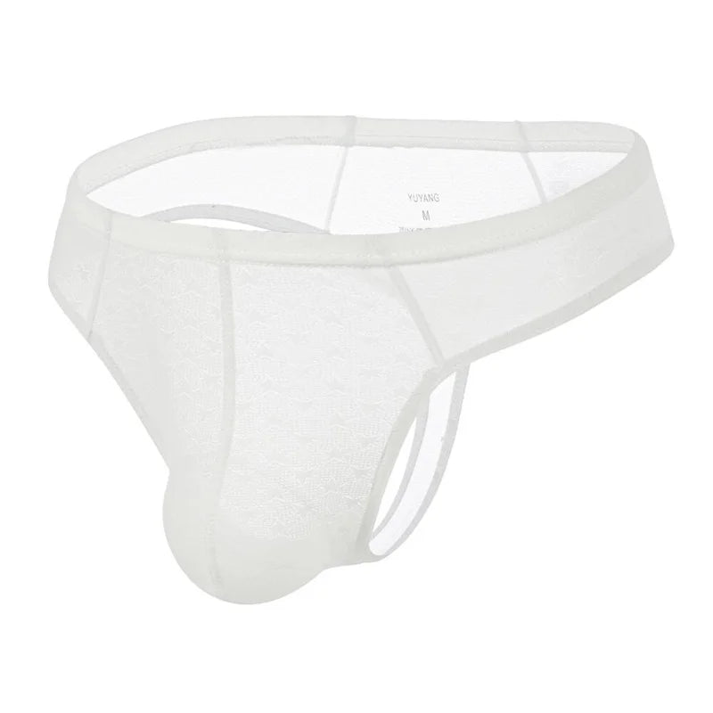 Sexy Underwear Men Transparent Thong G-String Ice Silk Lingerie Underpants Low Rise Men Briefs T-Back Panties