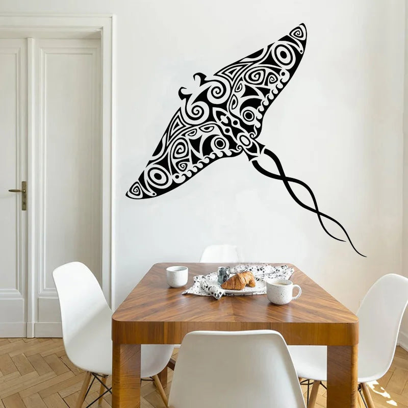 Stingray Vinyl Wall Decal Manta Home Decor Bat Stickers Ray Sea Animal Mural Maori Ornament Wallpaper O212