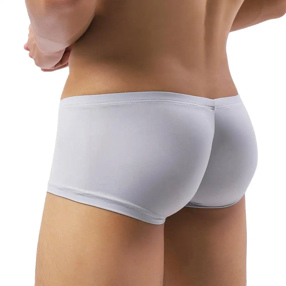 Sexy Men Underwear Boxers Solid Thin Ice Silk Panties Man Breathable Low Waist U Convex Pouch Underpants Male Cueca Calzoncillo