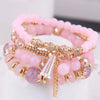 DIEZI Korean Trendy Multicolor Green Crystal Beads Rope Bracelets Women Girls Elastic Tassel Wrap Bracelet Pulseira Feminina