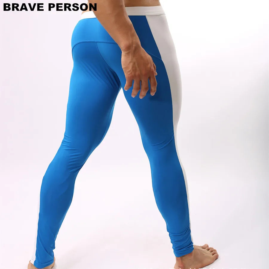 BRAVE PERSON Men's Fashion Soft Tights Leggings Pants Nylon Spandex Underwear Pants Bodybuilding Long Johns Men Trousers B1601