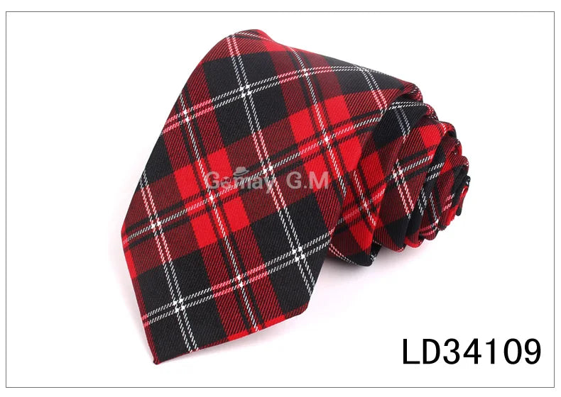 Red Plaid Ties For Men Skinny Men Neck Tie For Wedding Business Casual Check Neckties Classic Suits Slim Neck Ties Gravatas