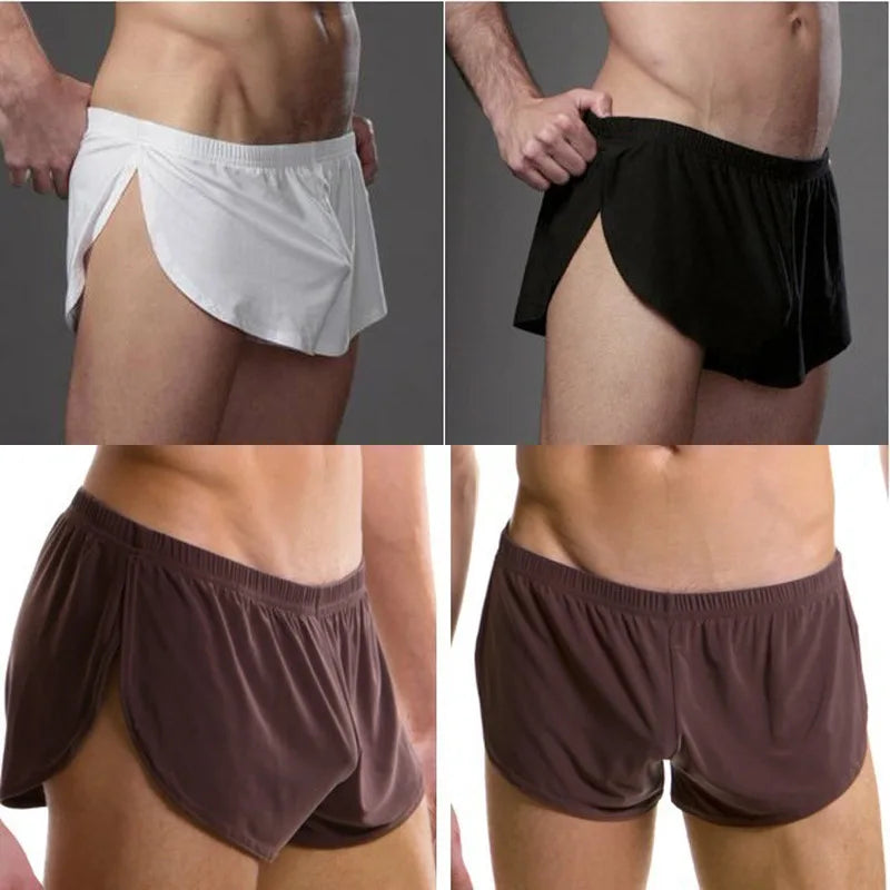 Men Shorts Gyms Sport Fitness Shorts Elastic Loose Sport Running Short Underpants Joggers Ice Silk Street wear Workout Clothes