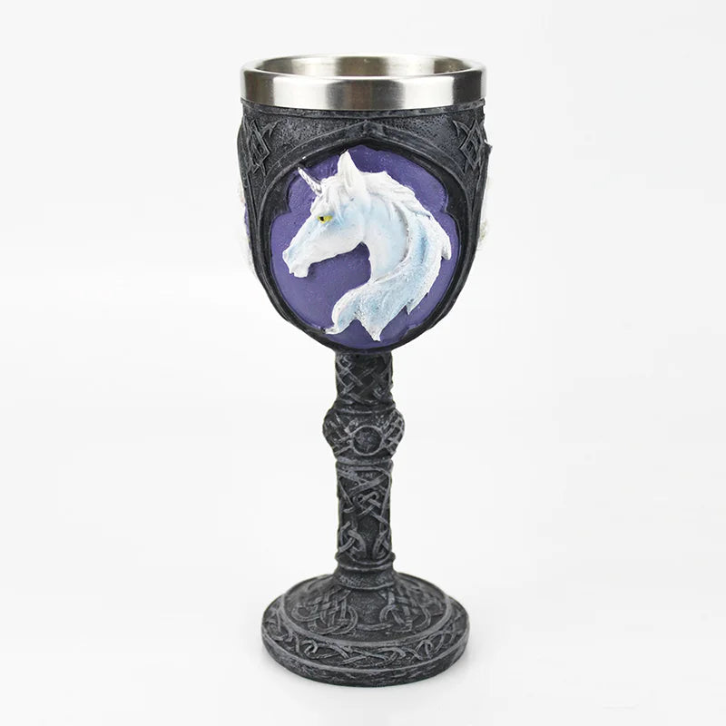 Gothic Wine Goblet Contain Dragon Claw Viking Skeleton Retro Stainless Steel Resin