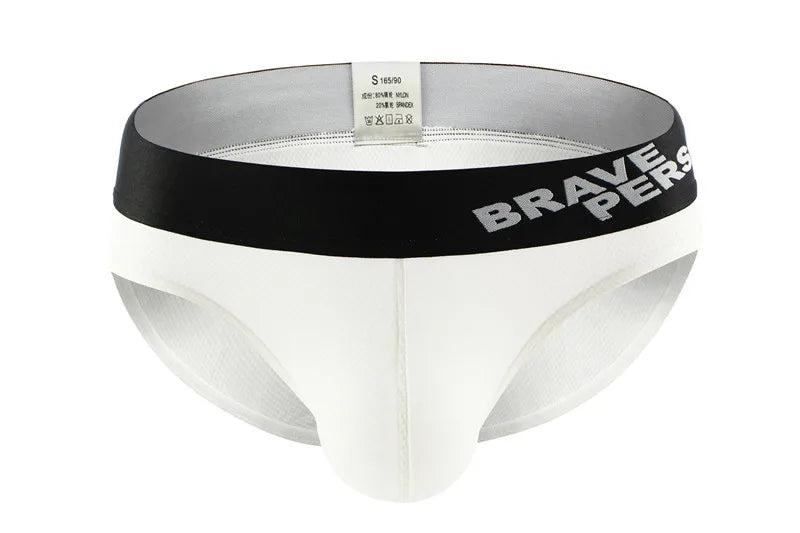 BRAVE PERSON Men's Underwear Nylon Mesh Breathable Solid Color Men Briefs Low waist Sexy Underwear Briefs For Man