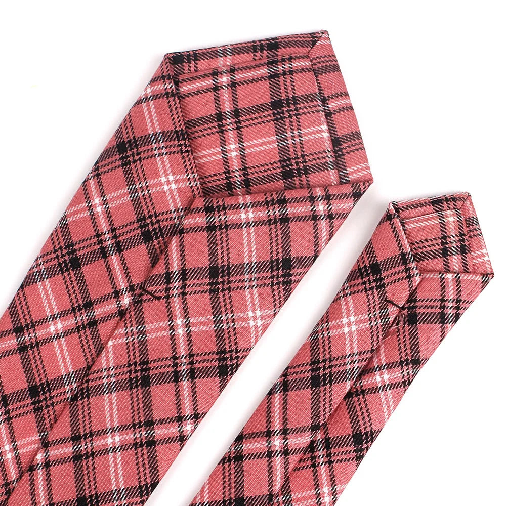 Red Plaid Ties For Men Skinny Men Neck Tie For Wedding Business Casual Check Neckties Classic Suits Slim Neck Ties Gravatas