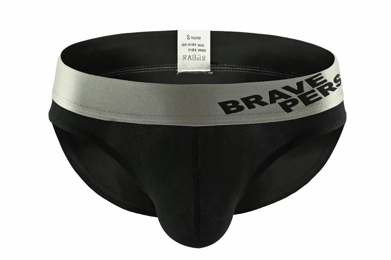 BRAVE PERSON Men's Underwear Nylon Mesh Breathable Solid Color Men Briefs Low waist Sexy Underwear Briefs For Man